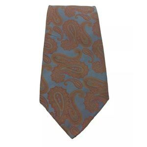 DOLCEPUNTA 7FOLD XL Gray Paisley Silk Tie HANDMADE ITALY 62"/ 3.8" EC